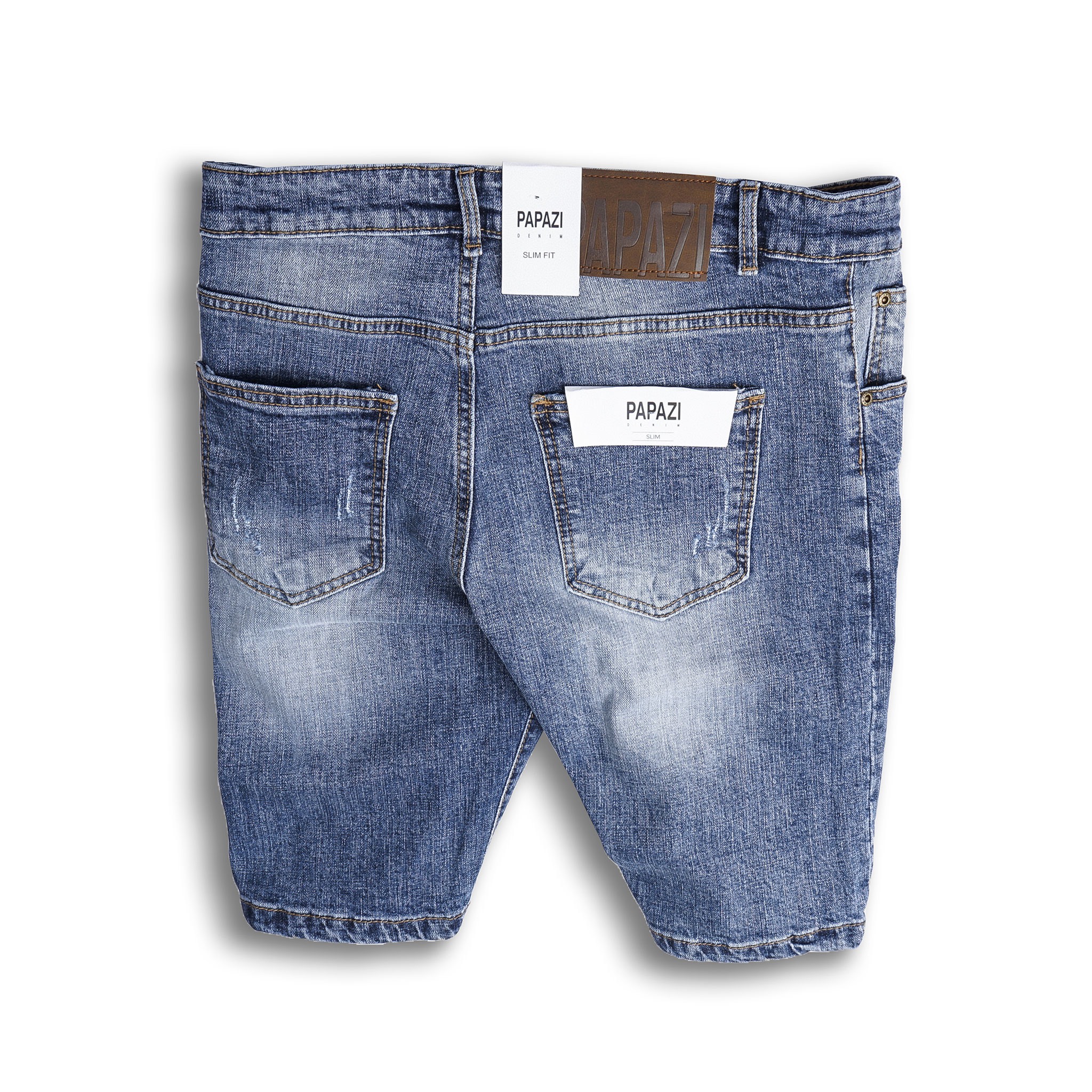 Quần đùi jean nam, quần short nam rách nhẹ màu xanh cao cấp, chất cotton co giãn mền mịn, phong cách trẻ trung năng động - PAPAZI