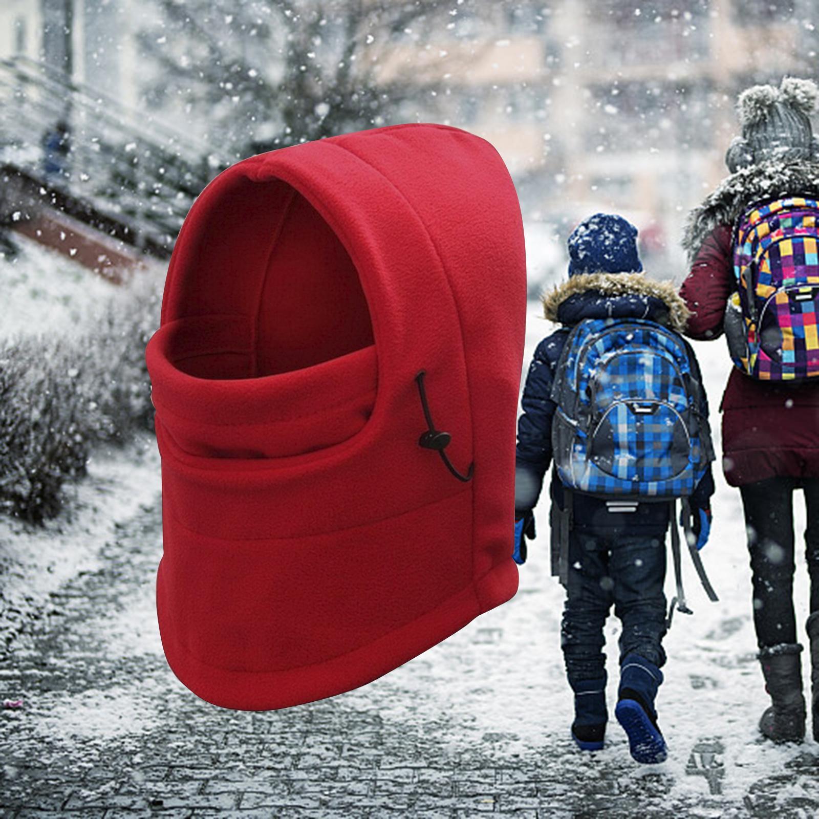 Balaclava Adjustable Scarf Winter Hat Windproof Neck Warmer Comfortable Red