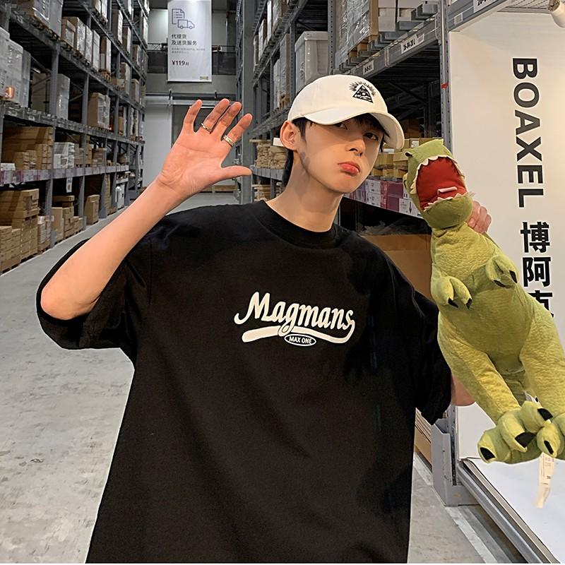 Áo phông nam nữ unisex tay lỡ thun form rộng teen cổ tròn oversize cotton giá rẻ basic đen trắng tee pull MAGMANS