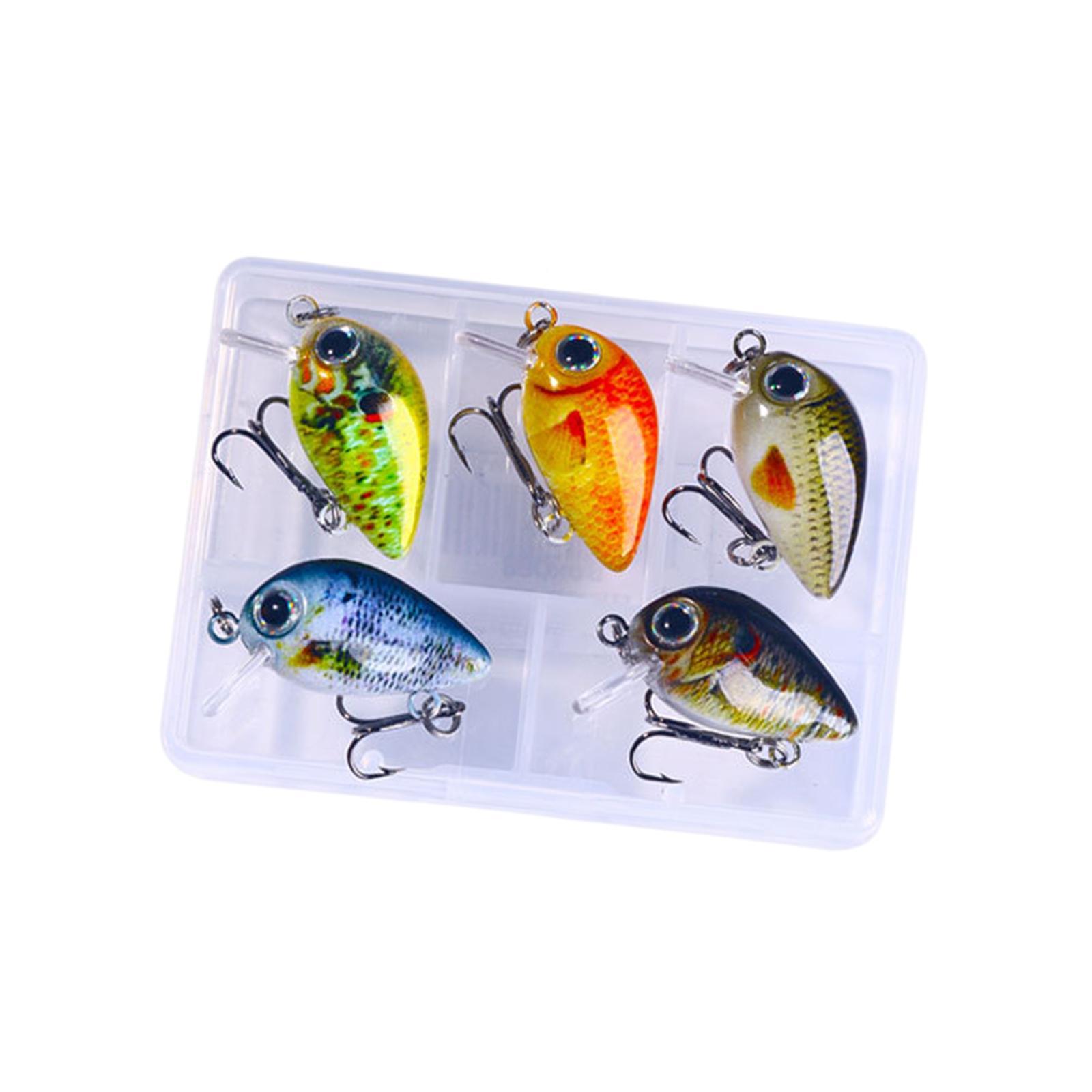5Pcs Mini Crankbait Fishing Lures  Lures 1.5G with Box Lifelike Artificial Fishing  Swimbait for Walleye Perch Redfish Bass Boat