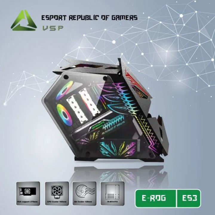 Vỏ máy tính CASE VSP E-ROG ES3-B Gaming - Hàng Chính Hãng