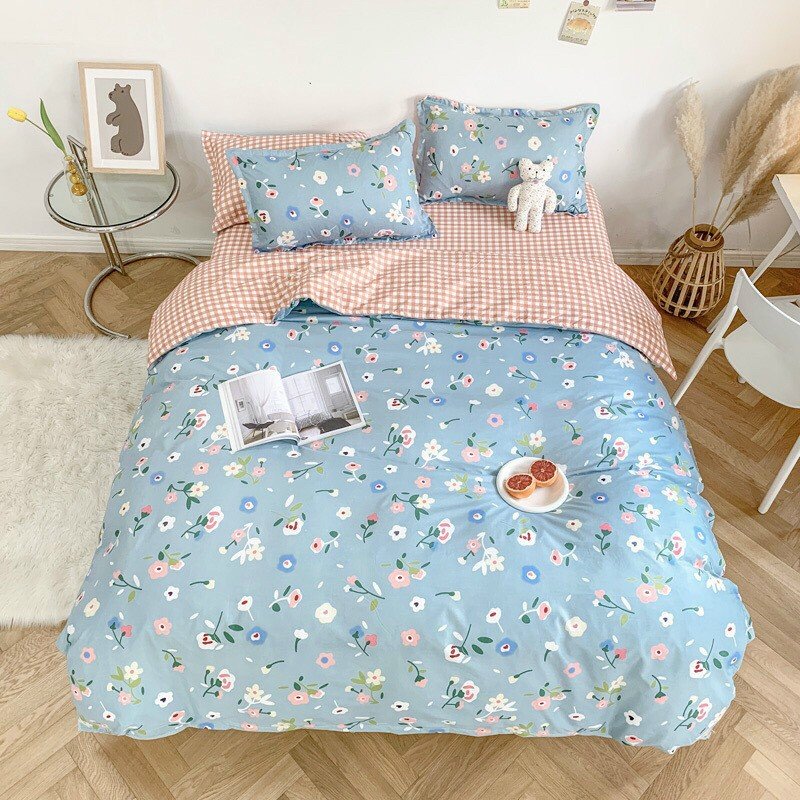Bộ Chăn Ga Gối 4 Món Vải Cotton Mềm Mại Cao Cấp Họa Tiết Hoa Lá CHIPBED004
