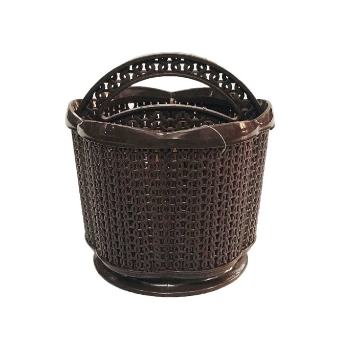 Rổ đựng đồ tròn hoa có quai đa năng kích thước 14 cm x 14 cm x 14 cm