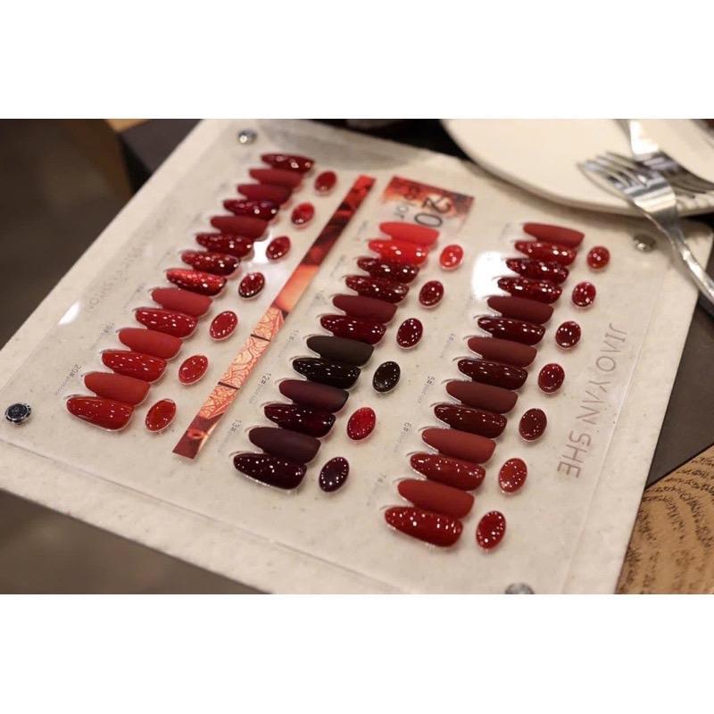 Set Sơn Đỏ Jiao Yan She 20 Màu Đủ Tông Màu Nhũ, Mắt Mèo, Sơn Gel Thạch Đậm Mướt Tặng Kèm Bảng Màu Cao Cấp Nữ