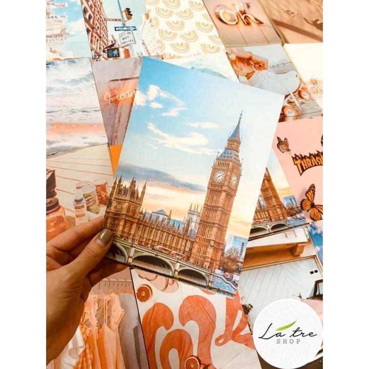 Set 24 hình Wall Collection Sticker dán tường trang trí decor phòng ngủ instargram - theme Peach Cam Đào 1305