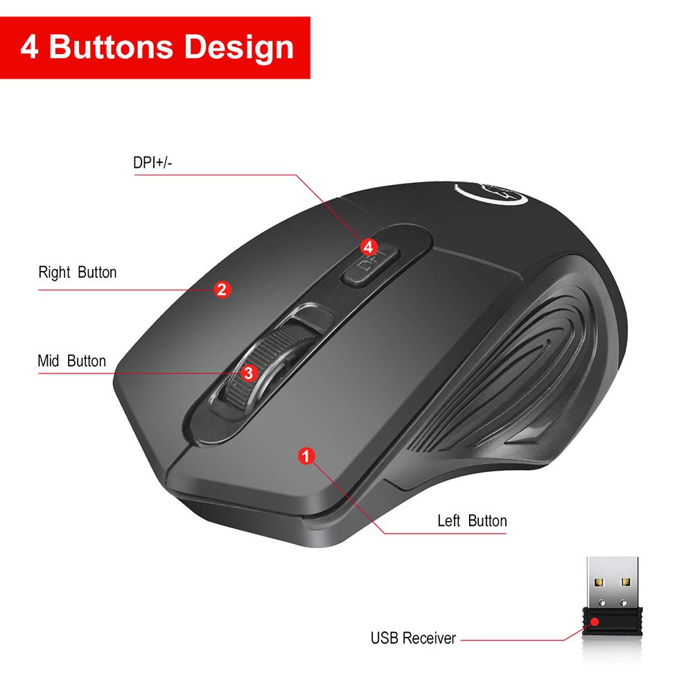 Chuột không dây YWYT G838 2.4GHz chơi game 2400DPI tiện dụng cho máy tính xách tay