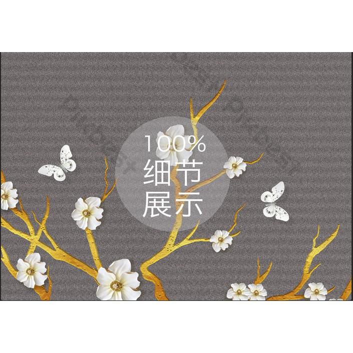 Tranh dán tường Hoa đào may mắn thời trang hiện đại, tranh dán tường 3d hiện đại MS702540