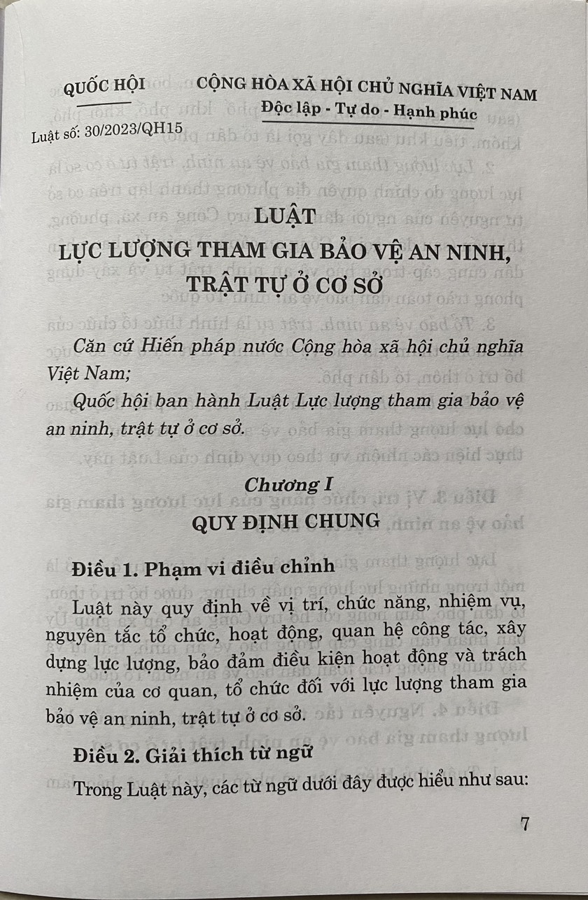 Luật Lực lượng tham gia bảo vệ an ninh, trật tự ở cơ sở