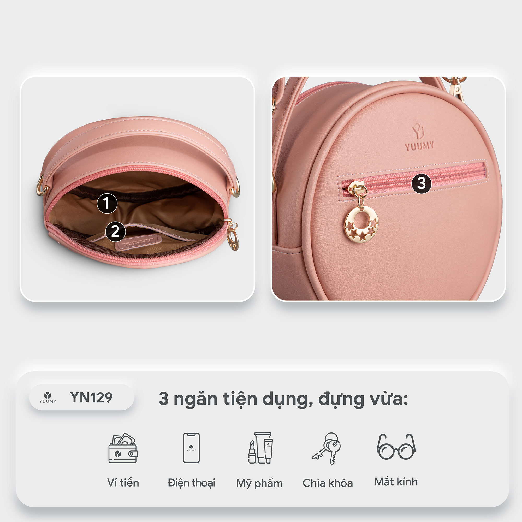 Túi Yuumy ( Thời trang nữ đi dạo phố size 17 - Túi đeo chéo da Seasand YN129 )