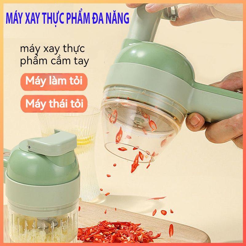 Máy Nghiền Rau Củ Quả 4 Trong 1 Bằng Điện Kèm Phụ Kiện