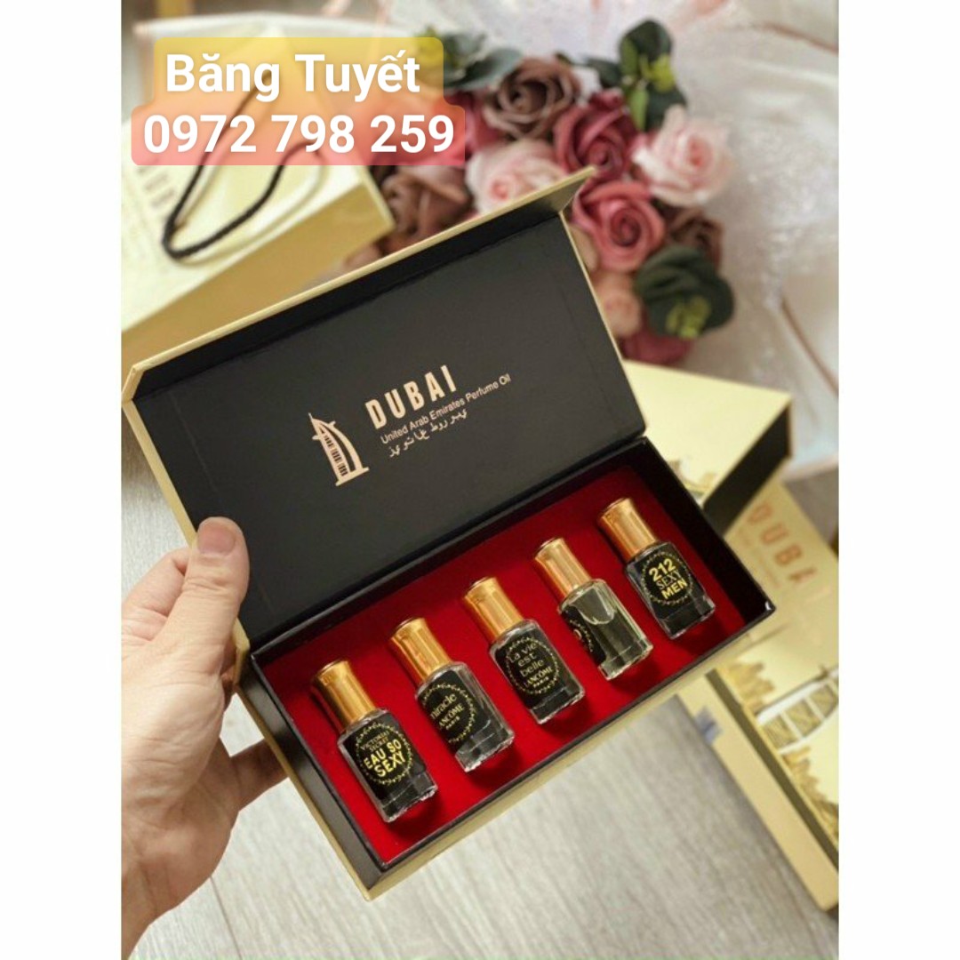 Set 5 chai tinh dầu nước hoa Du bai dạng lăn (HỘP ĐEN )