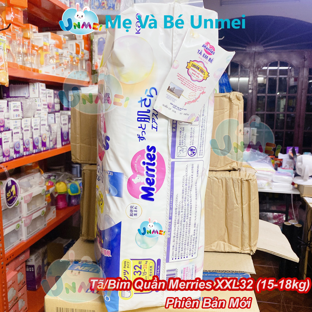 Combo 2 Gói Tã/bỉm quần Merries Jumbo XXL32 (32 Miếng) Dành Cho Bé 15-28kg - Mevabeunmei