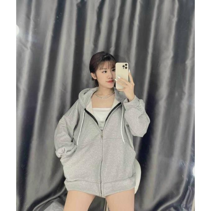 Áo Khoác nỉ Chống nắng Cho Nữ Form Rộng có dây kéo Unisex SIÊU ĐẸP