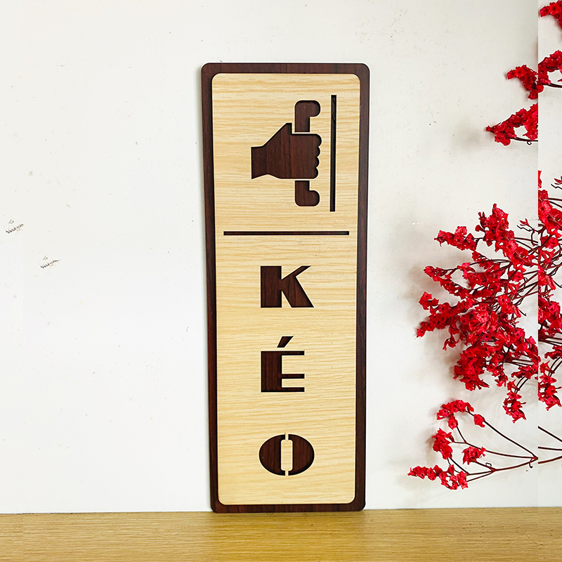 Bảng Push – Pull, Kéo - Đẩy gỗ decor dán cửa ra vào sang trọng, độc đáo – PP10