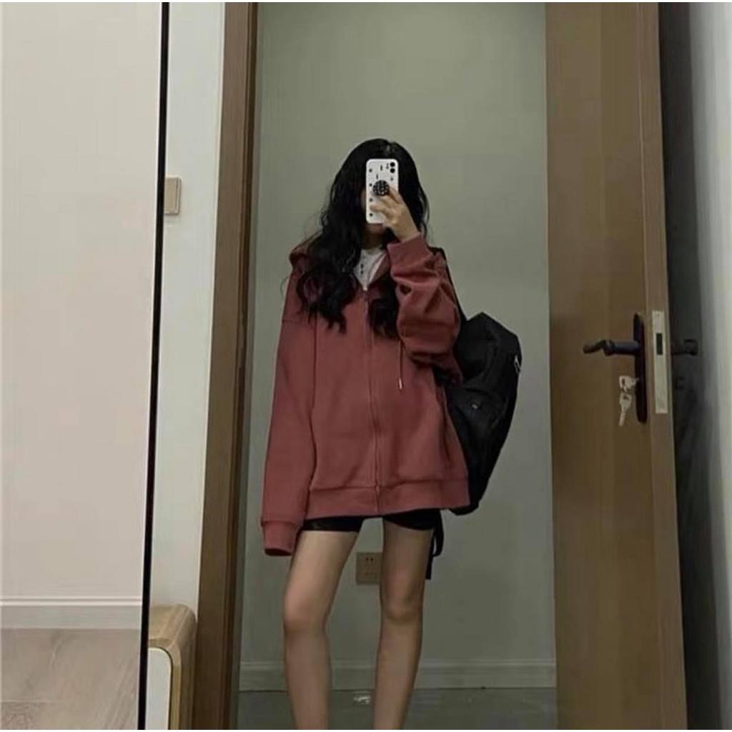 Hoodie Dáng Rộng Zip Áo khoác nỉ cánh dơi thụng chất bông dày mịn cực ấm
