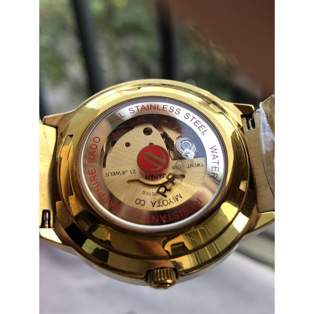 đồng hồ nam ( mỏ neo quay ) đồng hồ máy nhật vỏ vàng mặt vàng