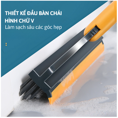 Chổi Chà Sàn, cây chà sàn nhà tắm, Quét Lau Sàn Nước, chổi cọ nhà vệ sinh 2 trong 1 GD768-ChoiXanh