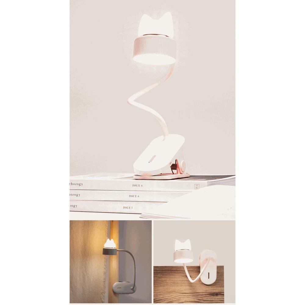 Đèn LED Hình Mèo Dễ Thương Có Kẹp Gắn Bàn Làm Việc / Đọc Sách Ban Đêm Bảo Vệ Mắt Cho Nhà