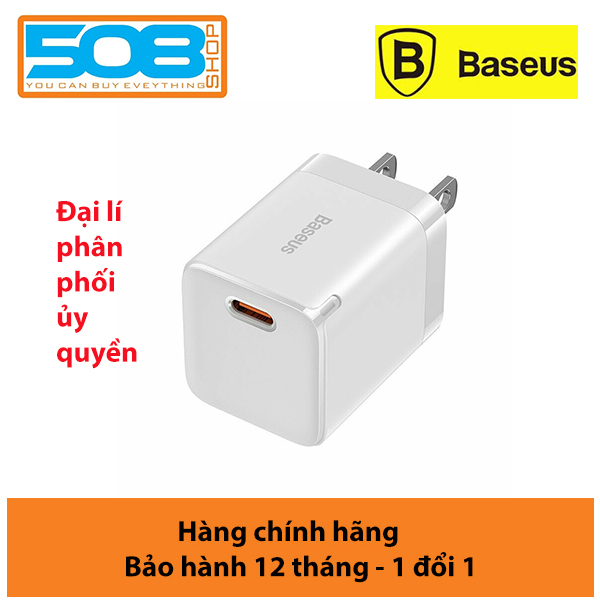 Củ sạc siêu nhanh USB C 30W Baseus GaN3 Fast Charger cho iPhone 13,12 Pro Max QC4.0 cho điện thoại Samsung Xiaomi - Hàng chính hãng