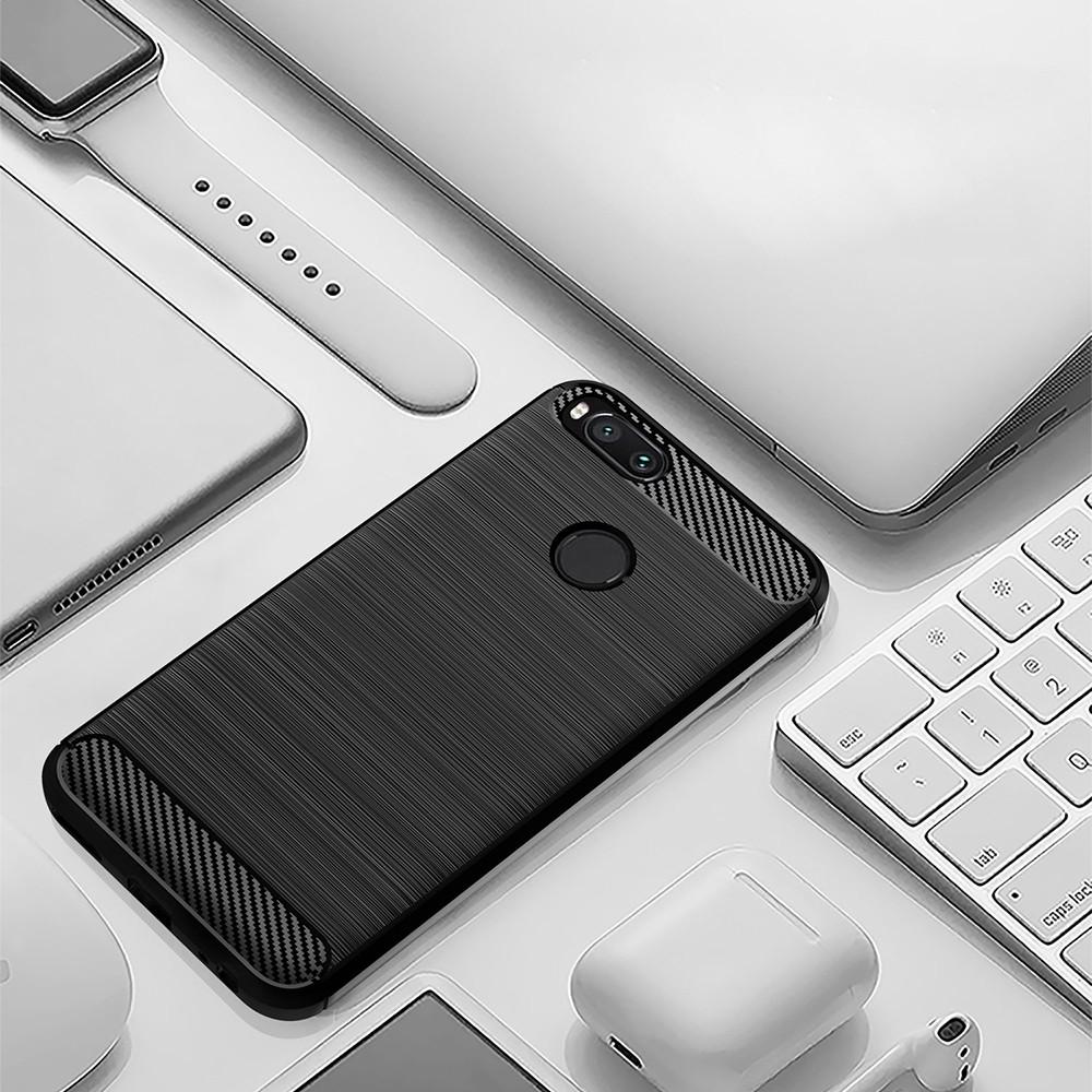 Ốp lưng cho Xiaomi Mi A1 5X dẻo Cacbon phay xước chống sốc chống vân tay