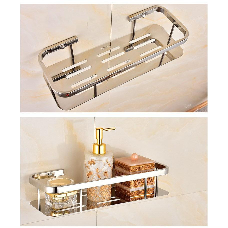 Kệ chữ nhật nhà tắm 1 tầng inox 304