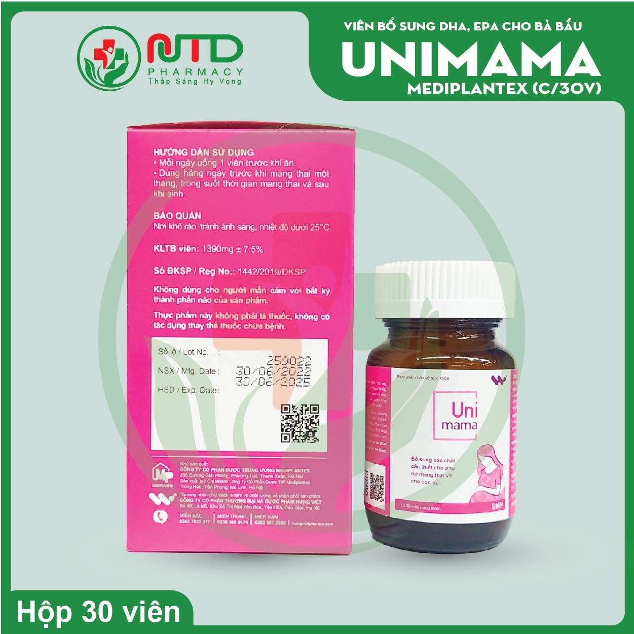 Thực phẩm bảo vệ sức khỏe Unimama bổ sung DHA, EPA cho phụ nữ mang thai
