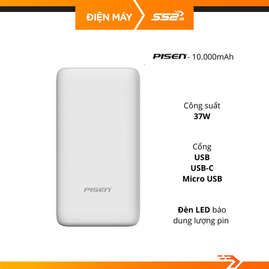 Sạc Dự Phòng Pisen ZO 10000mAh - Ultra - TS-D266 - Hàng chính hãng