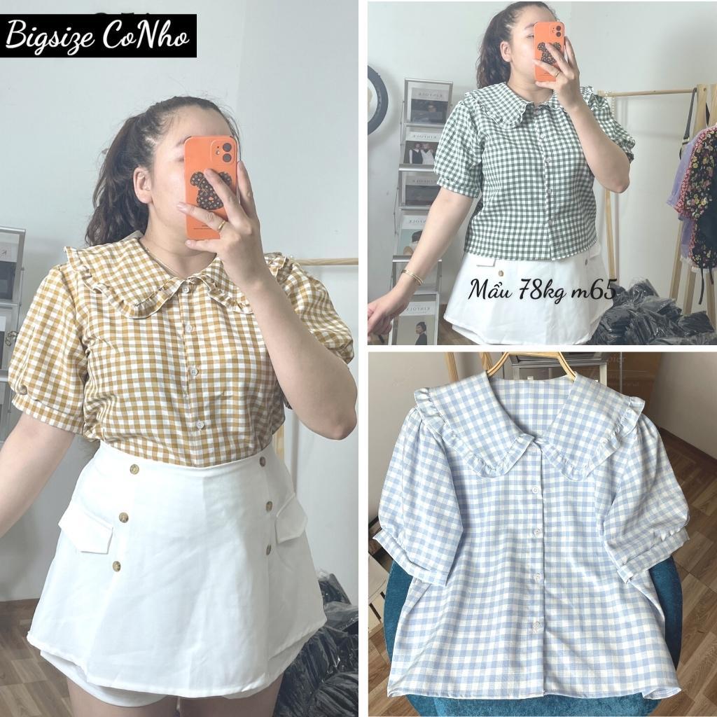 Áo sơ mi caro bigsize nữ cài nút vải kate xốp mát mẻ AK2