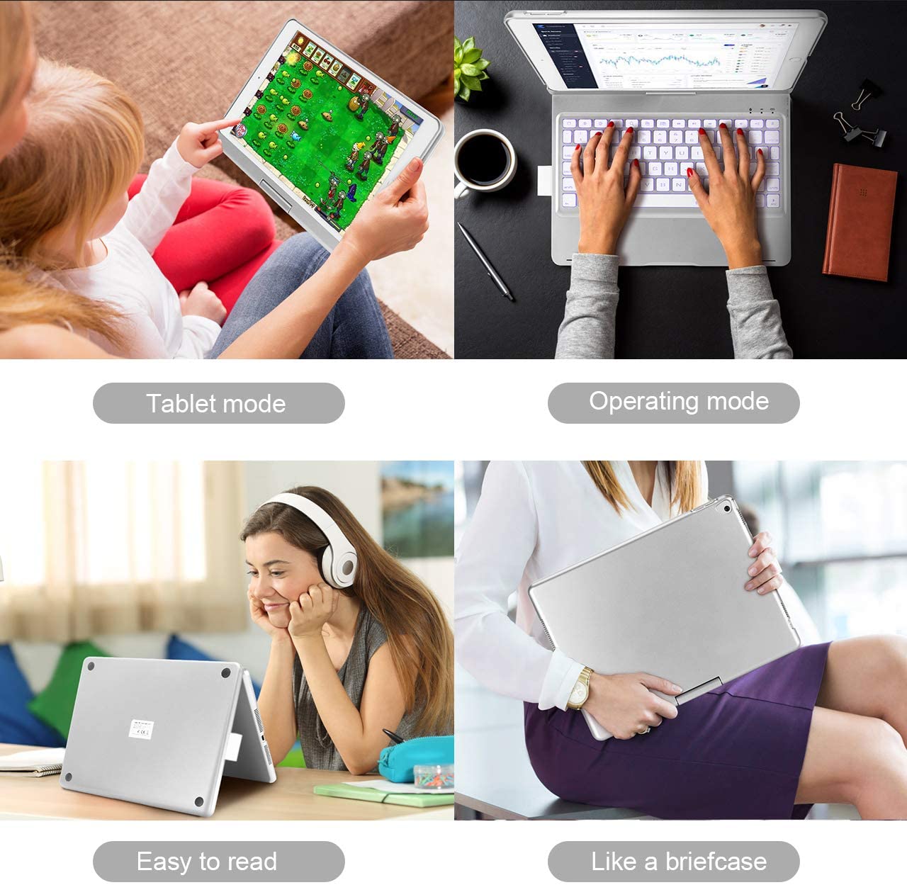 Bàn phím Bluetooth xoay 360 độ cho iPad 10.2 inch - Bàn phím LED 7 màu sống động - Chính hãng PKCB