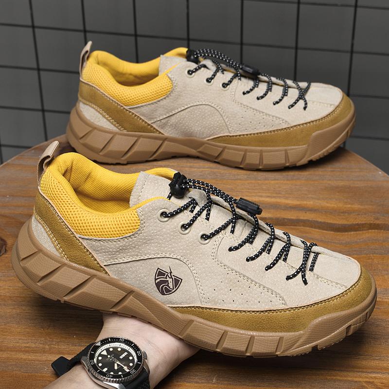 Giày leo núi người đàn ông Giày leo núi thể thao cao su duy nhất chạy bộ ngoài trời trekking thể thao thể thao săn bắn giày chiến thuật Color: Yellow Shoe Size: 41