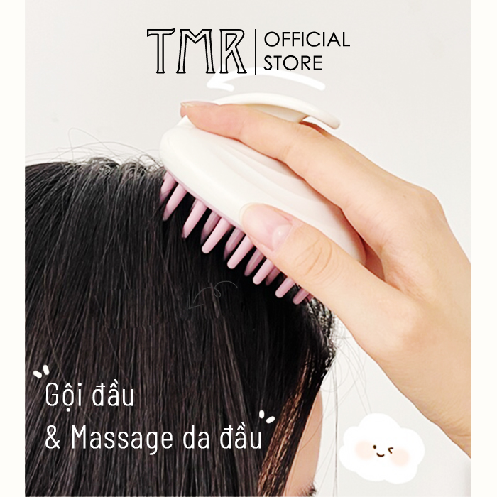 Lược Gội Đầu Massage Móc Charm TMR Kèm Móc Khoá Cute, Silicon gai tròn giảm gàu ngăn rụng tóc