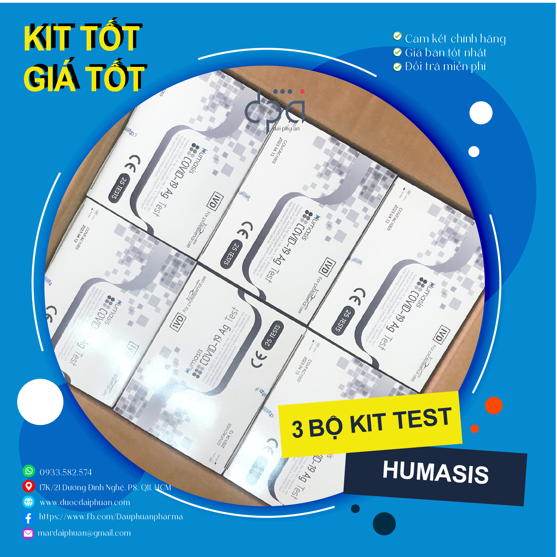 [Tặng 3 khẩu trang y tế] Combo 3 kit test nhanh Home Humasis chính hãng Hàn Quốc