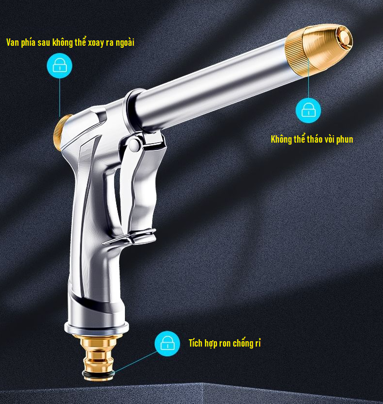 Vòi phun nước đồng cao cấp rửa xe tưới cây tăng áp thông minh giãn nở khi sử dụng 15 mét dây