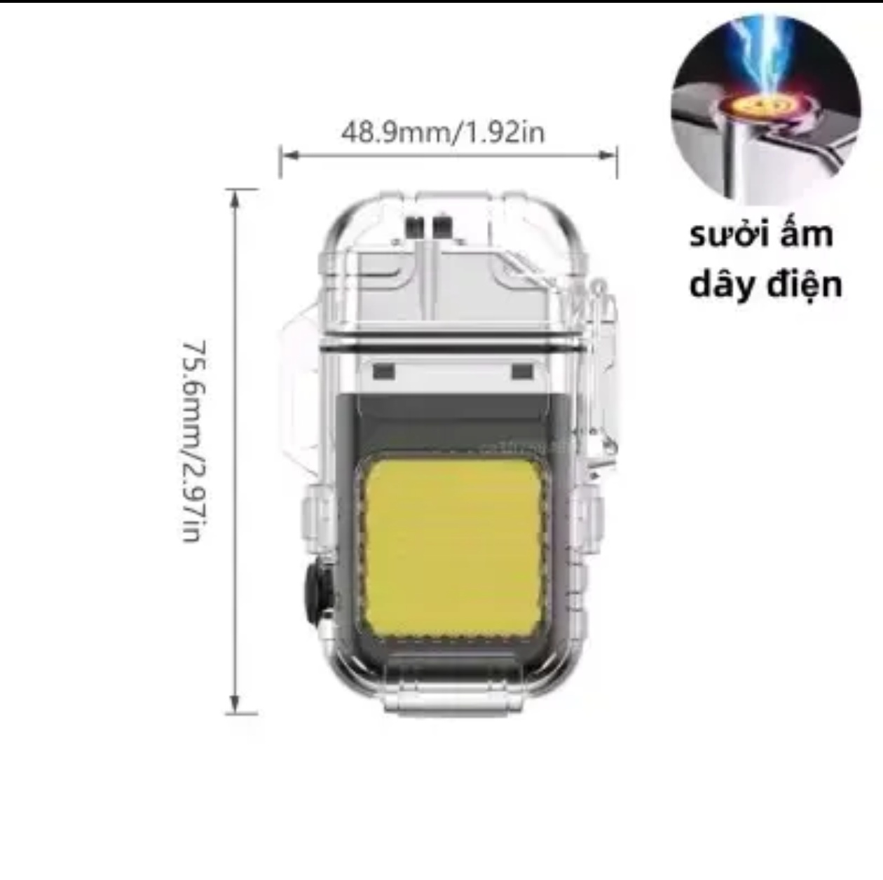 Bật Lửa Điện Cao Cấp 3 in 1. Kiêm Đèn Pin LED 3 Chế Độ, Móc Khoá Tiện Lợi,  Sạc Nhanh Type C, Chống Nước IPX6