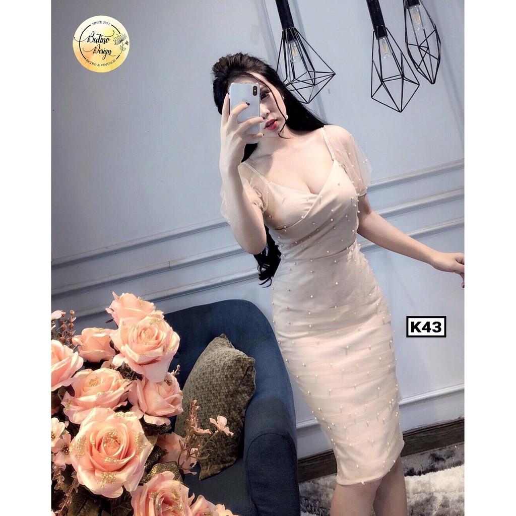 Váy đầm body K41 Đỏ phối ren 2 lớp - 4 màu