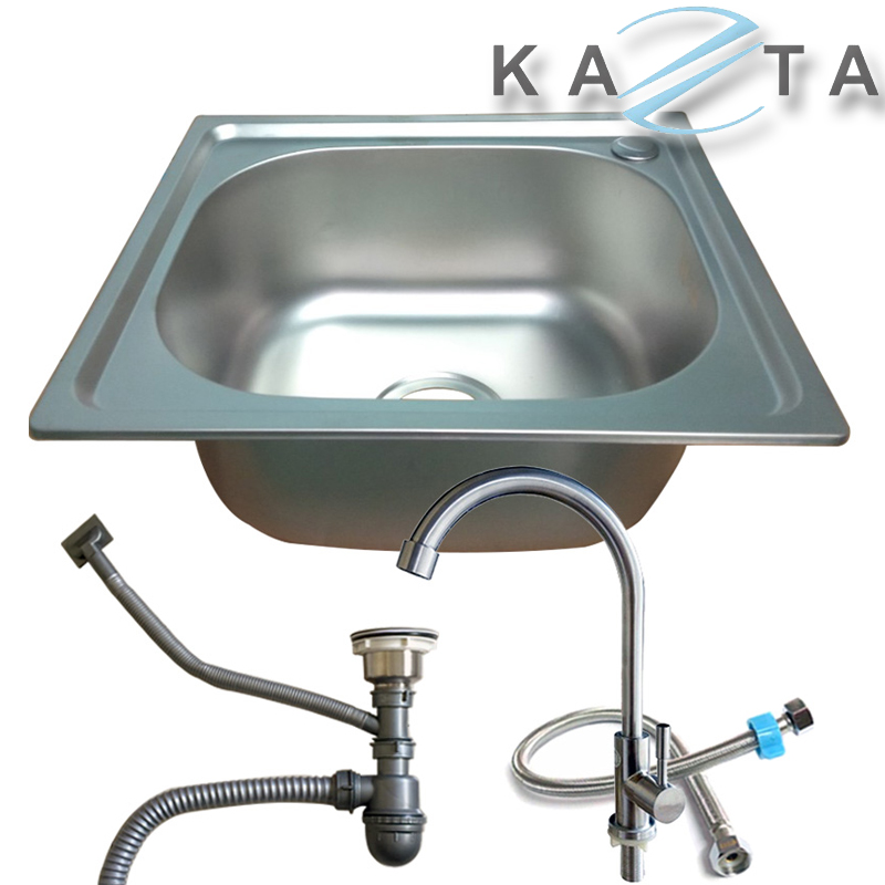 Bộ chậu rửa bát Kazta KZ-CB4237L kèm vòi lạnh inox 304 đủ dây cấp- nước ra mạnh