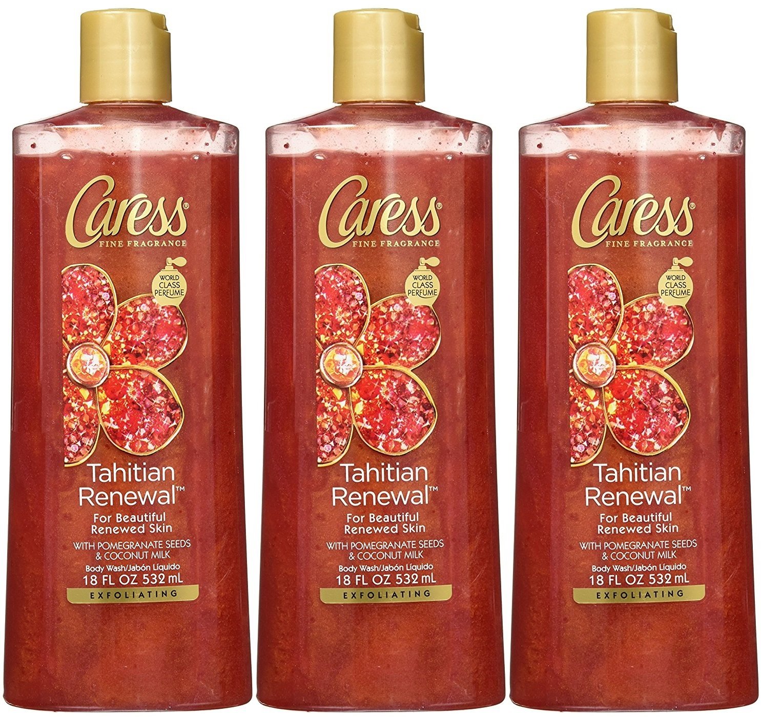 Sữa Tắm Hương Nước Hoa Caress Tahitian Renewal Body Wash 532ml màu đỏ sẫm