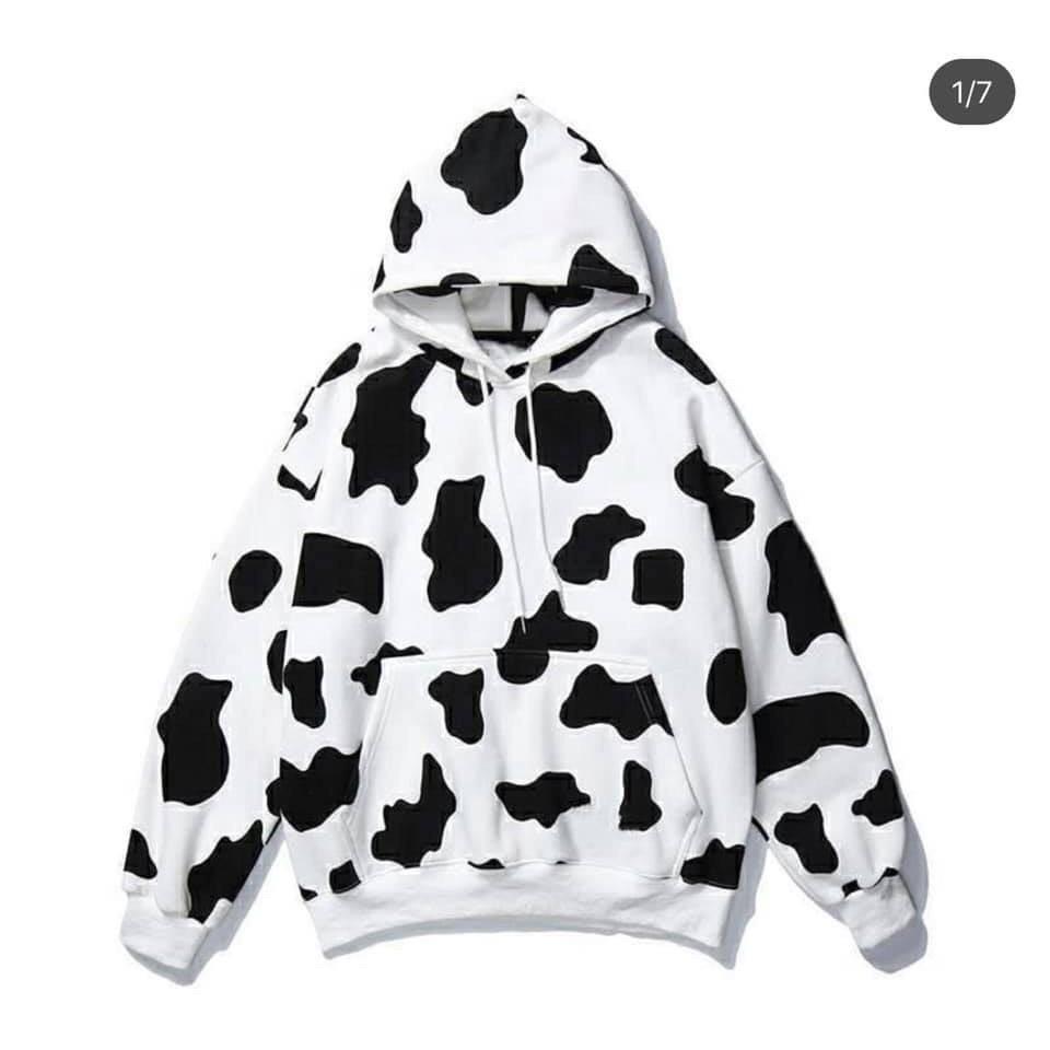  Áo Khoác Hoodie Unisex Bò Sữa Form Rộng Siêu Cute