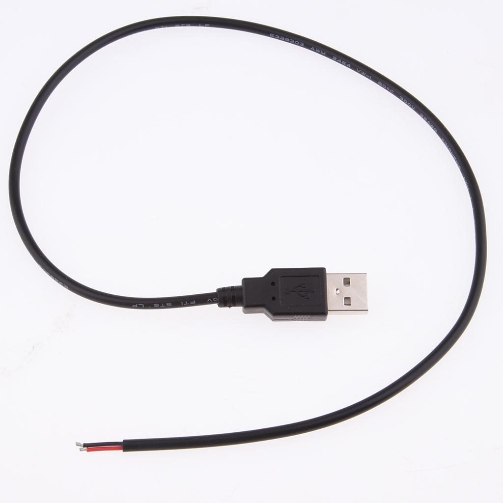 5Pcs DIY USB 2.0 A Male Plug 2 Pin 2 Wire Power Charge Cable Connector