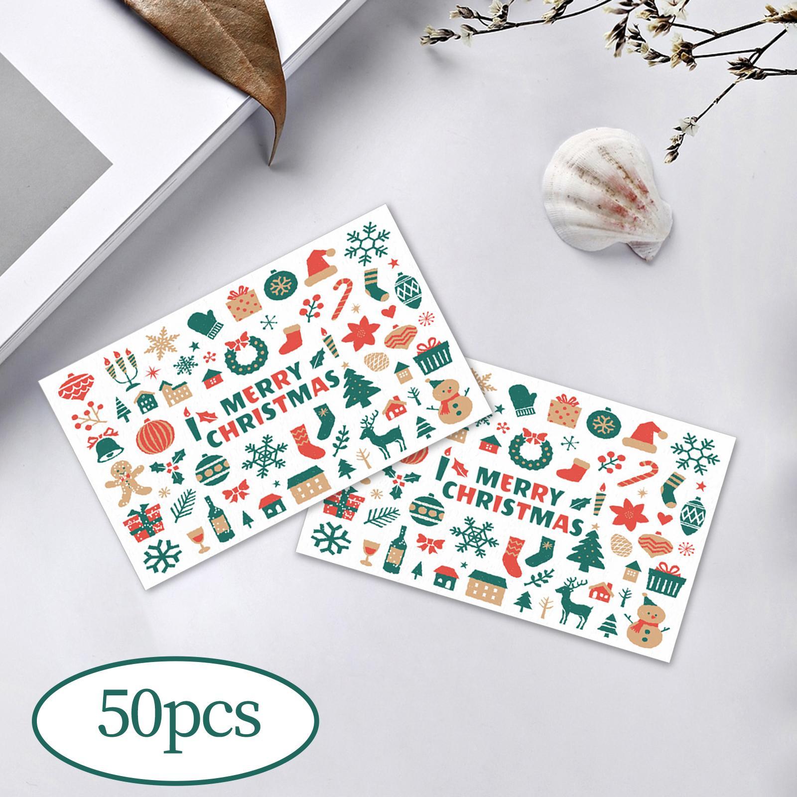 50Pcs Christmas Cards Greeting Presents Cards Snowman Reindeer Gift Crafts Xmas Cards for Holiday Wedding Birthday Festival