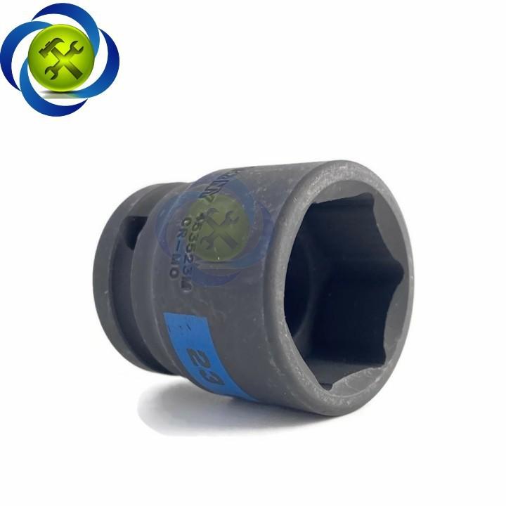 Tuýp 23mm loại 1/2 Kingtony 453523M ngắn 6 cạnh màu đen