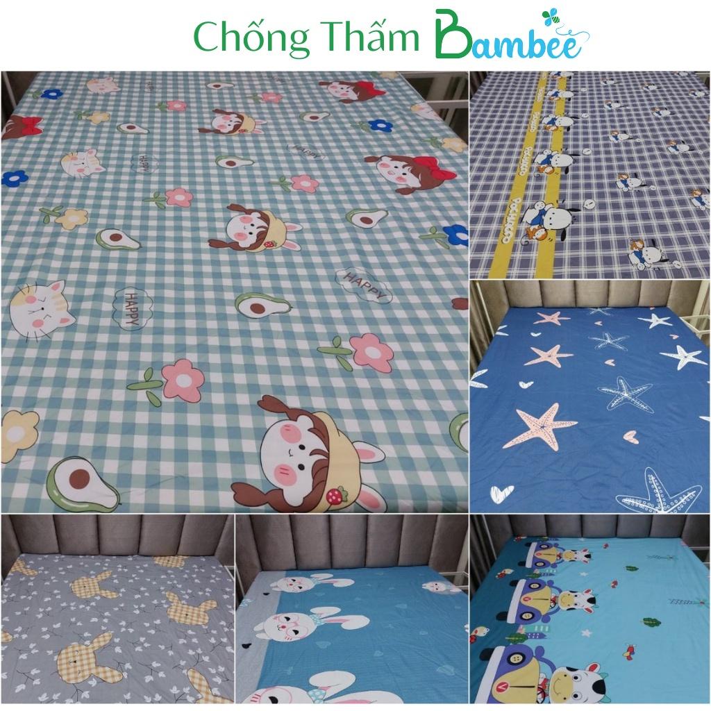 Ga chống thấm cotton, drap chống thấm cotton Bambee size 2mx2m2, 1m8, 1m6, 1m4, 1m2, 1m. Nệm 5cm, 10cm, 15cm, 20cm, 25cm