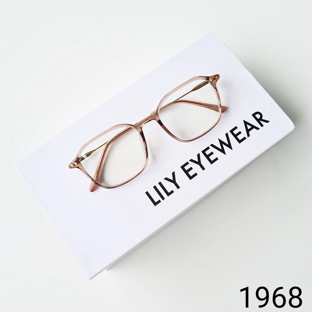 Gọng kính cận nam nữ LILYEYEWEAR mắt vuông càng kim loại thanh mảnh màu sắc thời trang 1968