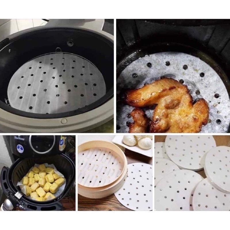100 Tờ Giấy nến đục lỗ lót nồi chiên không dầu size to