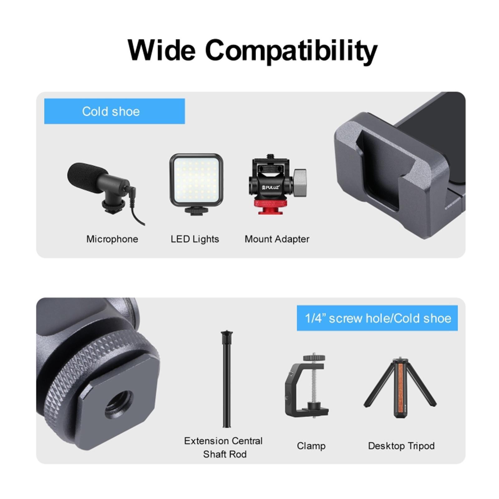 Phone Tripod Mount Holder Portable Phone clamp for Microphone Video Light