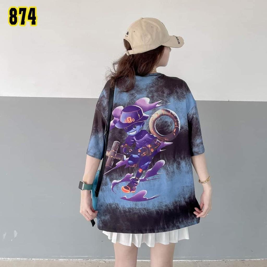 Áo thun nam nữ loang xanh đen BÚP BÊ NAM XO TÍM cực hot