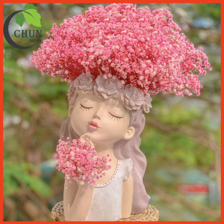 Hoa giả, bình hoa cô gái mộng mơ cắm sẵn hoa cao 36-42cm tùy mẫu hoa trang trí nhà cửa, cửa hàng, văn phòng, làm quà tặng