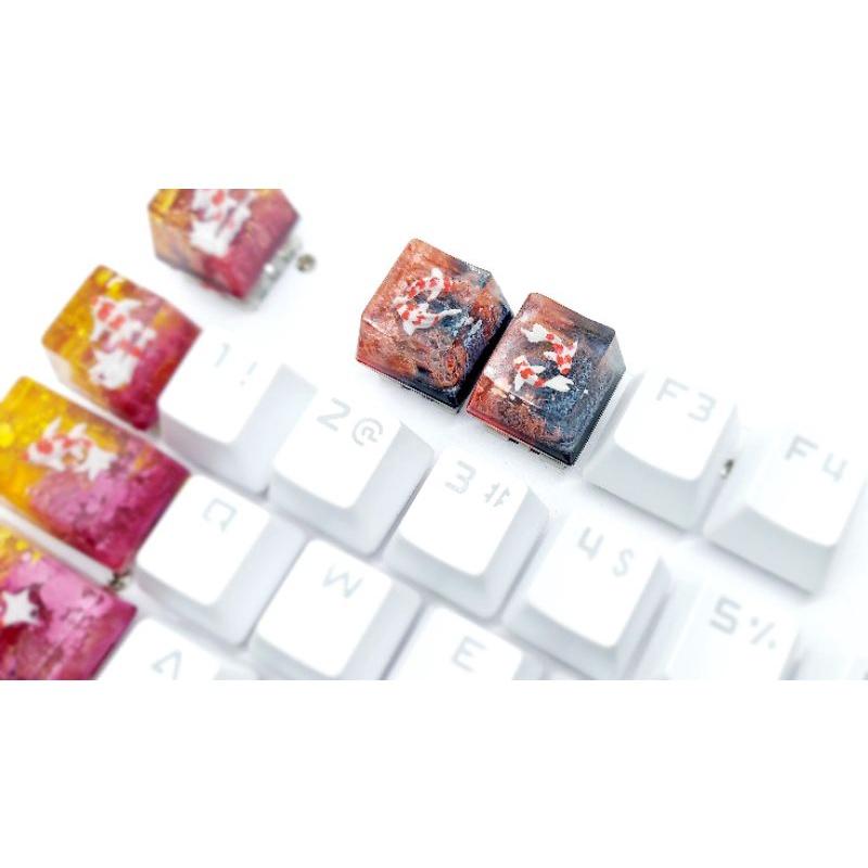 Keycap song ngư tone đỏ đen oem trang trí bàn phím cơ gaming