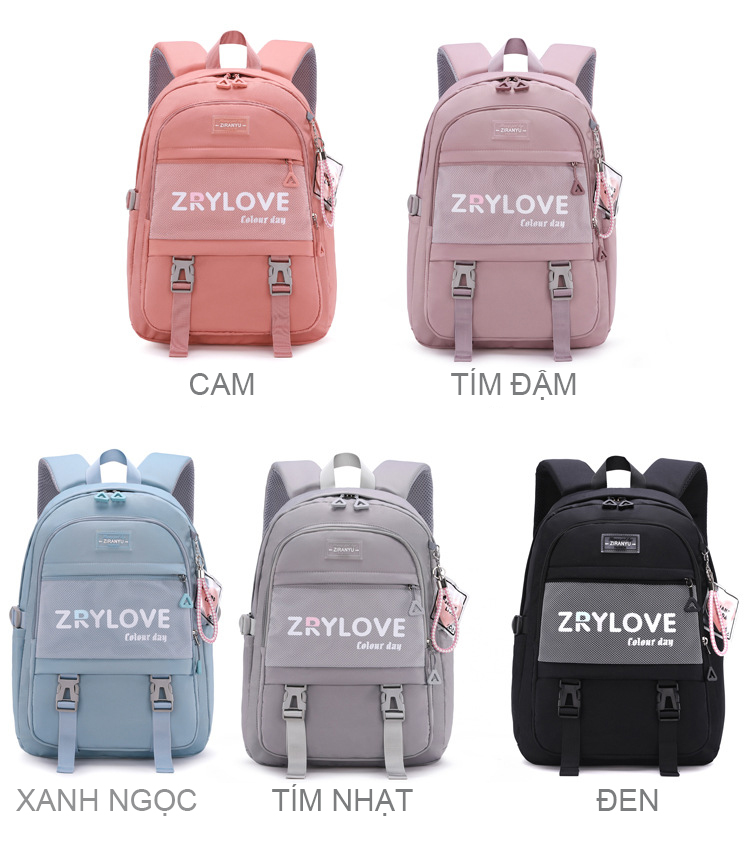 Balo nữ đi học đựng laptop 15.6inch màu pastel thời trang ulzzang hàn quốc vải cao cấp chống nước 9371