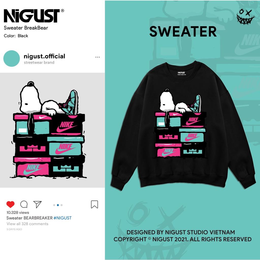 Áo sweater nam nữ local brand NIGUST Sneakerhead chất liệu nỉ da cá form rộng màu đen trắng Fullbox